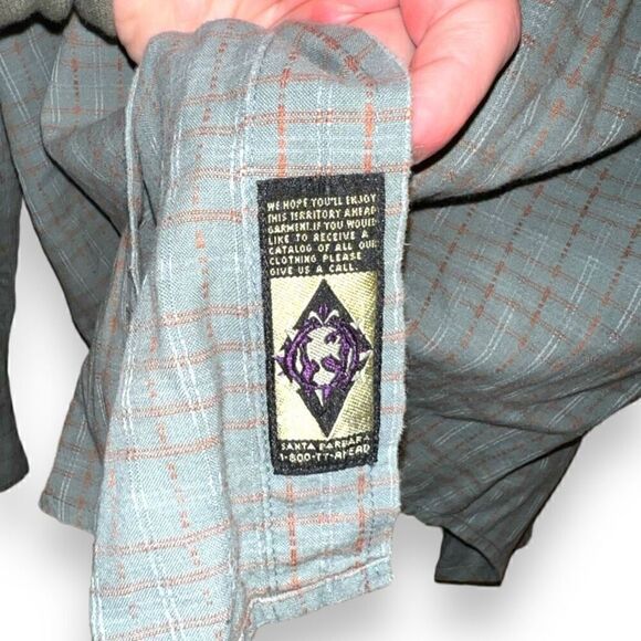 The Territory Ahead Blue and Orange Check Button Down Shirt Size L - Picture 7 of 11